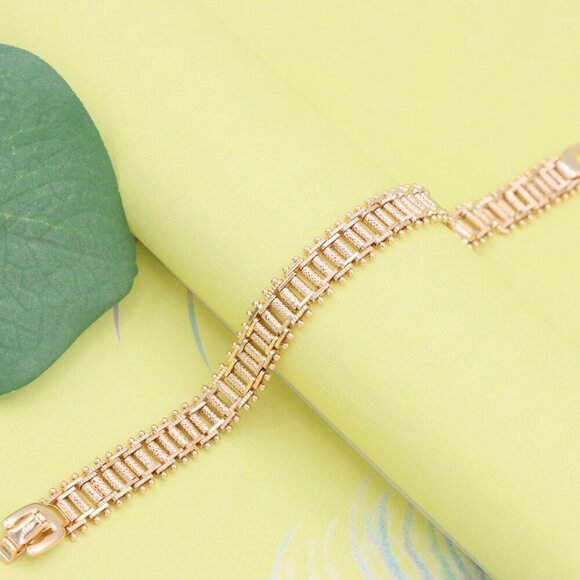 "Rose Gold Textured Chain Bracelet in High-Polish Finish, XPBL1146 - Picture 1 of 12